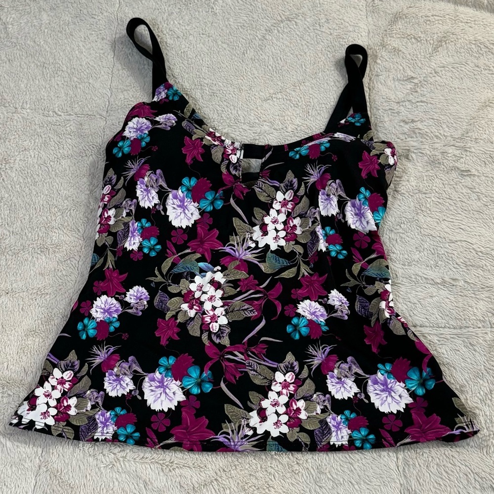 Balance Collection Women’s Floral Print Tankini Swim Top‎ Size Medium